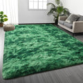 Deerhoo Large Shag Area Rugs 8 x 10, Plush Fuzzy Rugs for Living Room, Ultra Soft Fluffy Furry Rug for Bedroom, Indoor Carpet Nursery Rugs for Kids Room Home Decor, Tie-Dyed Emerald Green