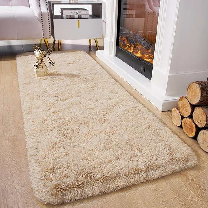 Chicrug Soft Runner Rugs for Bedroom Living Room Plush Fluffy Rug 3x10 Feet, Shag Furry Area Rug Carpet Non Shedding for Nursery Children Kids Girls Room Home Decorative, Camel