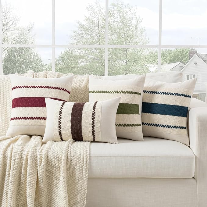 Fancy Homi Set of 1 Boho Teal Lumbar Decorative Throw Pillow Cover 12x20 Inch for Couch Bed Sofa Chair, Modern Organic Farmhouse Home Decor, Soft Cotton Cute Accent Rectangle Cushion Case
