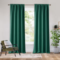 RYB HOME Bedroom Blackout Curtains 80 inches Long, 100% Blackout Thermal Insulated Noise Reducing Curtains for Living Room Nursury, 42 inches Wide by 80 inches Long, Dark Green