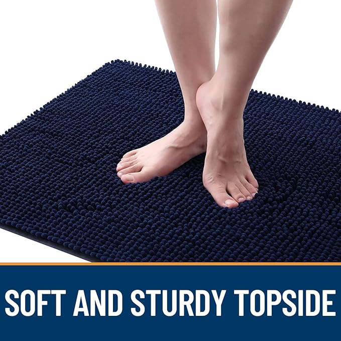 OLANLY Dog Door Mat for Muddy Paws 70x32, Absorbs Moisture and Dirt, Absorbent Non-Slip Washable Doormat, Quick Dry Chenille Mud Mat for Dogs, Entry Indoor Entryway Carpet for Inside Floor, Navy Blue