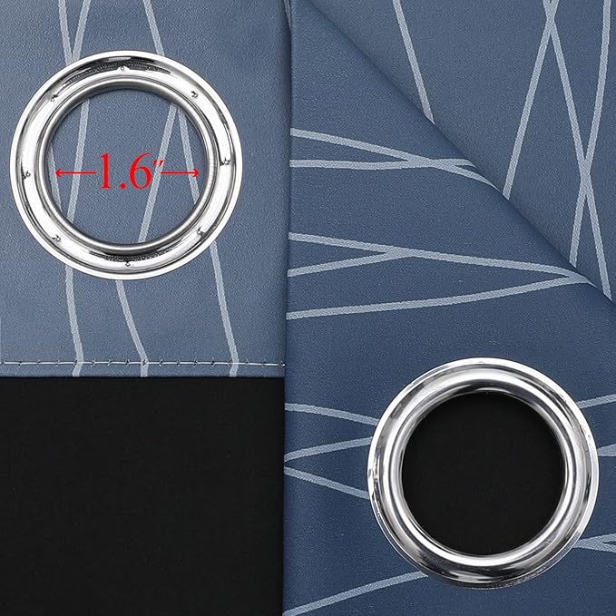 Estelar Textiler Full Room Darkening Greyish White and Navy Blue Blackout Curtains 45 Inch Length 2 Panels Set,Ombre Thermal Insulated Full Light Blocking Grommet Blackout Drapes for Kitchen,52Wx45L