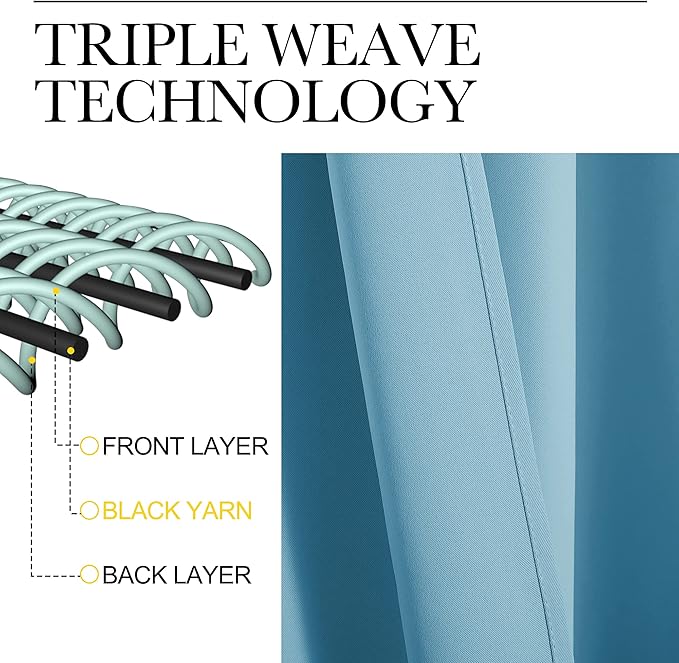 NICETOWN Window Curtains Blackout Drapes, Teal Blue, 1 Pair, 52 by 84-Inch, Thermal Insulated Solid Rod Pocket Blackout Curtains/Draperies for Living Room