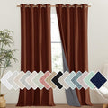 NICETOWN 100% Absolutely Blackout Linen Curtains with Thermal Insulated Liner, 52" Wide, 2 Panels, 95 inches Long Drapes, Grommet Retro Burnt Orange Linen Curtains Vertical Drapes Privacy for Bedroom