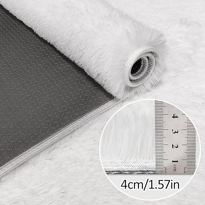 Runner Rug for Bedroom White 2x10ft Fluffy Area Rug Bedside Runner Rug for Kids Room Boys Teens Nursery Baby Living Room Dorm Home Decor Carpets Kid Sbedroom Rug
