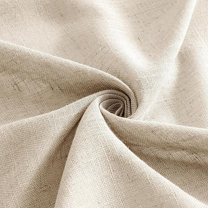 MIULEE Light Taupe Linen Curtains 54 Inch Length 2 Panels for Bedroom Living Room, Soft Linen Textured Window Drapes Semi Sheer Light Filtering Back Tab Rod Pocket Farmhouse Modern Burlap Look Decor