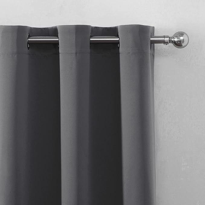 LEMOMO Frost Grey Thermal Blackout Curtains/52 x 54 Inch/Set of 2 Panels Room Darkening Curtains for Bedroom