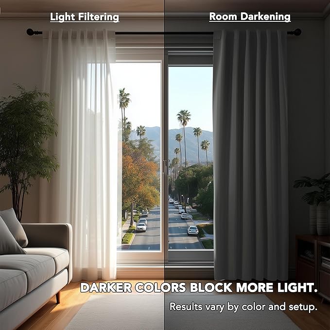 Deconovo Blackout Curtains, Thermal Insulated, W52 x L108 2 Panels, Back Tab, Machine Washable, Room-Darkening Drapes for Bedroom/Living Room Light Grey