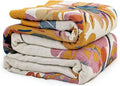 MSGKV Boho Throw Blanket for Bed 100% Cotton Throw Floral Couch Blanket 80''x90'', Spring Breathable Travel Muslin Blanket for Women Home Decor