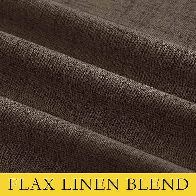 NICETOWN Coffee Vintage Linen 100% Blackout Curtains for Living Room, Thermal Insulated Curtains 84" Long, Noise Reducing Window Treatment Drapes for Hall Room, 42" Wide Per Panel, Set of 2