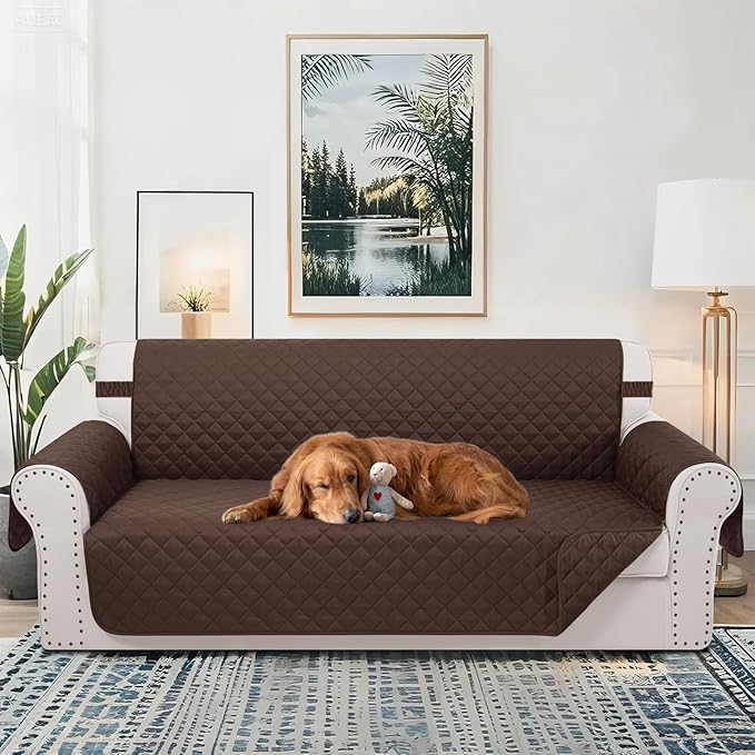 Reversible Sofa Covers Couch Cover Furniture Protector for Dogs Elastic Straps Water Resistant(Sofa,Chocolate/Chocolate)
