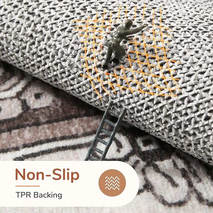 OPPODREAM Soft 8x10 Area Rugs, Washable Rugs 8x10 with Non Slip Backing, Faux Cashmere Low-Pile 8 x 10 Carpet, Khaki