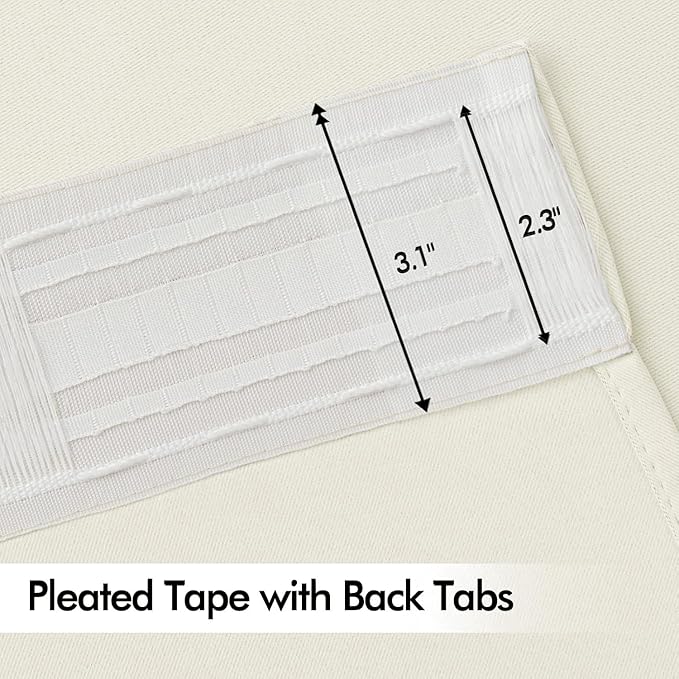 MIULEE Cream Back Tab Blackout Curtains 84 Inch Length 2 Panels Set for Living Room Bedroom Privacy, Rod Pocket/Pinch Pleat Thermal Insulated Room Darkening Pleated Light Blocking Drapes