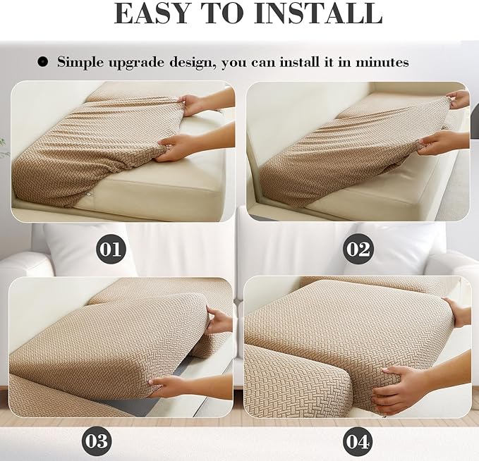Sofa Covers Couch Covers for Sofa Pet Friendly Couch Cushion Covers Universal Sofa Covers Washable Stretch Slipcovers for Sectional Sofa (Texture Light Coffee,Headrest Cover)