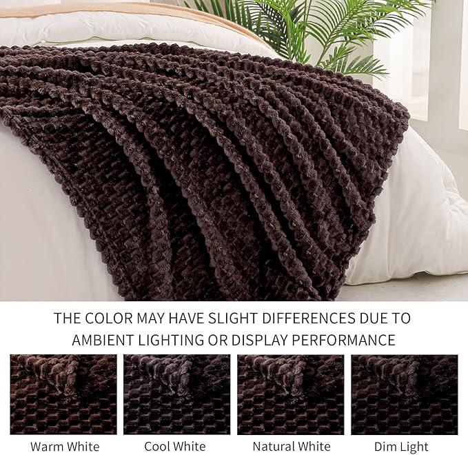Exclusivo Mezcla Fleece King Blanket for Bed, Extra Large Fuzzy Coffee Bed Blankets, Soft Cozy Plush Sofa Throws for All Seasons, 90x104 Inches