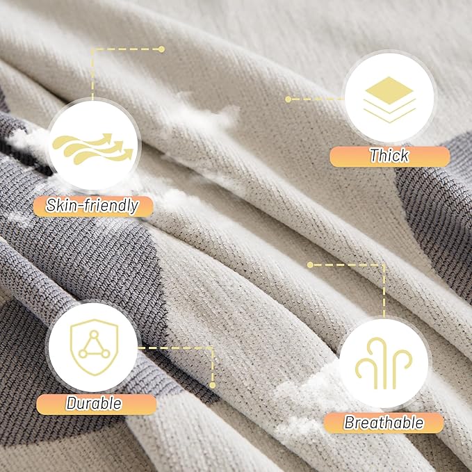 MYSKY HOME Boho Couch Cover Super Soft Couch Covers for 2-3 Cushion Couch Sofa, Modern Grey Jacquard Sofa Slipcover Loveseat Futon Cover, Couch Covers for Sectional Sofa, 71" x 118", Grey Curve