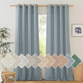 NICETOWN Flax Semi Sheer Stone Blue Linen Curtains for Living Room, Grommet Vertical Drapes Thick Linen Curtains Privacy Added with Light Filtering for Villa/Bedroom, W55 x L96, 1 Pair