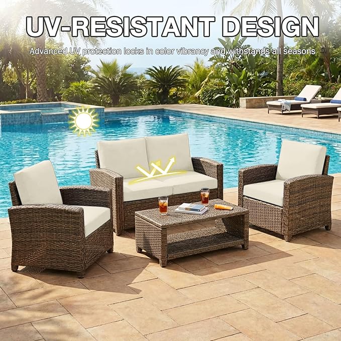 hyha 8Pcs Patio Cushion Covers, Stretch Outdoor Couch Cushion Covers Replacement, Washable Outdoor Chair/Sofa Slipcovers for Patio Furniture Cushions Protector with Elastic Bottom(Beige,Cover Only)