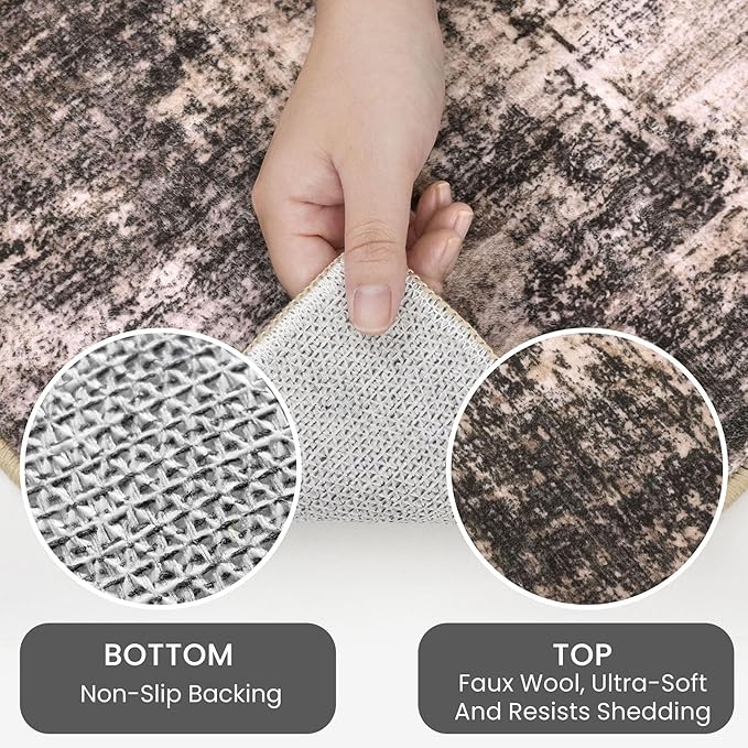 IOHOUZE Abstract Runner Rug 3x20 Ft Extra Long Washable Runners for Hallways, Non Slip Kitchen Runner Printed Faux Wool Entryway Runner Indoor, Modern Abstract Floor Carpet for Hall Stair, Brown/Rust