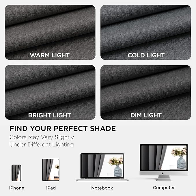 Joydeco Blackout Curtains 54 Inch Length 2 Panels Set, Thermal Insulated Long Curtains& Drapes 2 Burg, Room Darkening Grommet Drapes for Living Room Bedroom Window (W52 x L54 Inch, Light Grey)