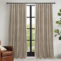 RYB HOME Velvet Curtains 120 inches Long - Smooth Durable Earth Tone Drapes Extra Long Room Darkening Privacy Window Treatment for Living Room, Camel Beige, W52 x L120 inches, Set of 2