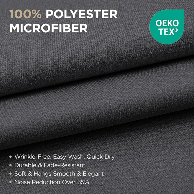 Joydeco Blackout Curtains 54 Inch Length 2 Panels Set, Thermal Insulated Long Curtains& Drapes 2 Burg, Room Darkening Grommet Drapes for Living Room Bedroom Window (W52 x L54 Inch, Dark Grey)