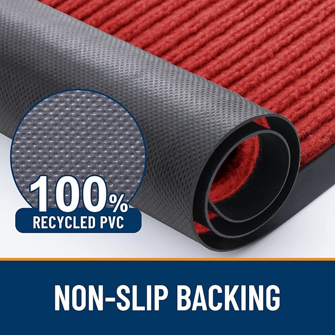 OLANLY Front Door Mat Indoor Outdoor Entrance, 2-Pack 71 x 47 Inch, Waterproof Heavy Duty Doormat, Fade Resistant, Low Profile, Easy Clean Patio Porch Welcome Floor Mats for Entry, Red