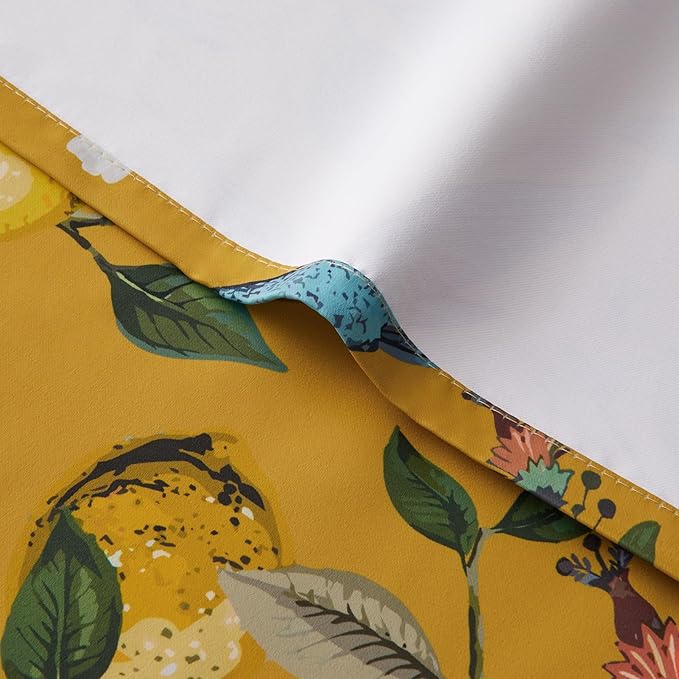 Extra Long 108 Inches Curtains for Large Window Luxury Mustard Yellow Floor To Ceiling Blackout Vintage Floral Hummingbird Fancy Grommet Drop Cloth Damask Drape for Living Room Dining 2 Pages 9FT