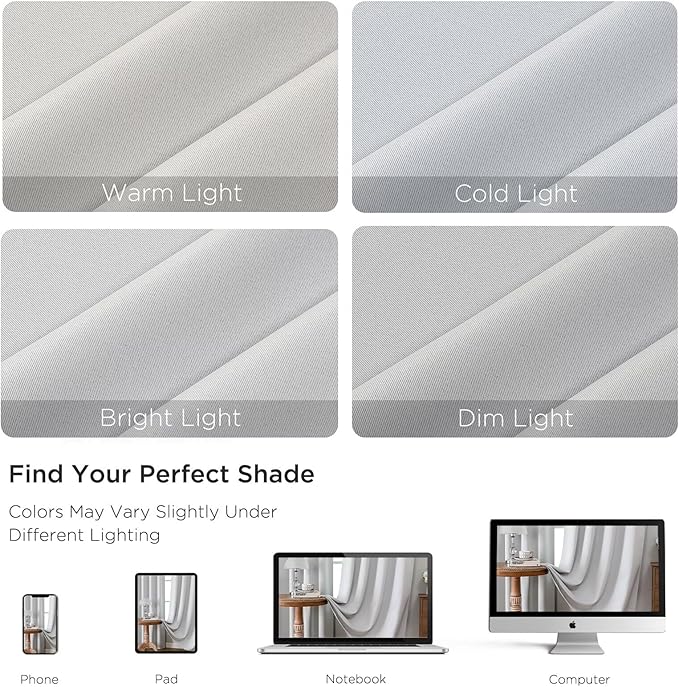 CUCRAF Grayish White Blackout Curtains 72 inch Length 2 Panels Set, Rod Pocket Room Darkening Drapes for Bedroom Living Room, Insulated Thermal Light Blocking Window Curtain (W52 x L72 Inch)