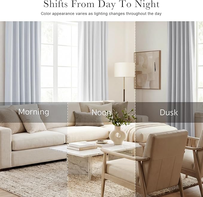 PONY DANCE 60% Light Blocking Curtains 95 inch Long, Room Darkening Curtains for Bedroom, Thermal Insulated Drapes for Living Room Window with Back Tab, 52 x 95 Inch,2 Panels Set, Greyish White