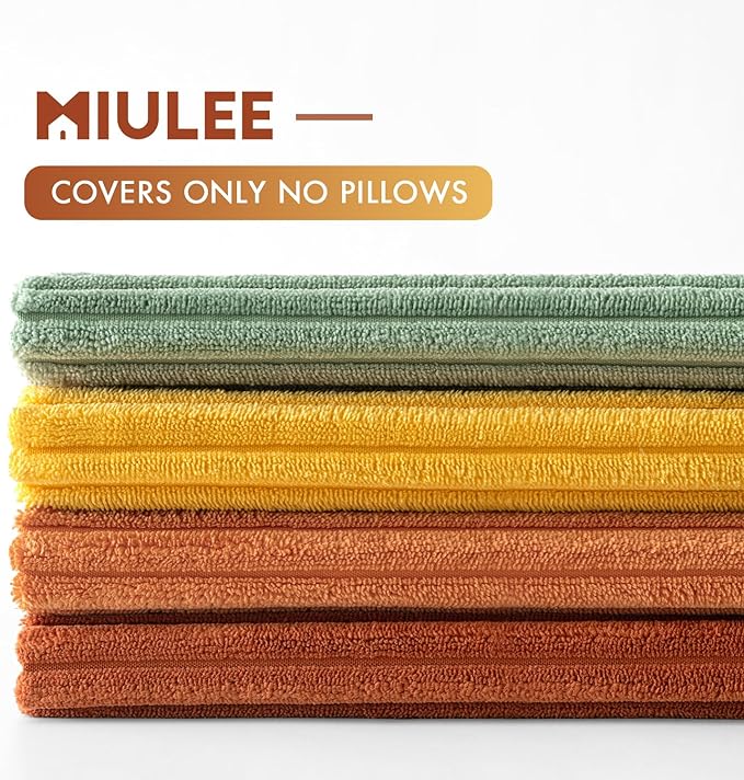 MIULEE Decorative Throw Pillow Covers 18x18 Inch Set of 4, Vibrant Cushion Covers Vintage Retro Home Decor, Mix and Match Color Clash Design for Sofa Couch Bed Living Room Yellow Rust Green