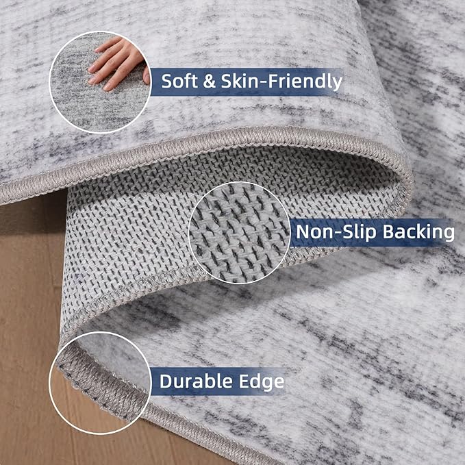 2.5x10 Washable Runner Rugs,10 ft Runner Rug for Hallways,Ultra-Thin Abstract Long Stain Resistant Rug Runner，Non-Slip Backing Kitchen Runner Rugs for Bedroom，Entryway，Living Dining Room