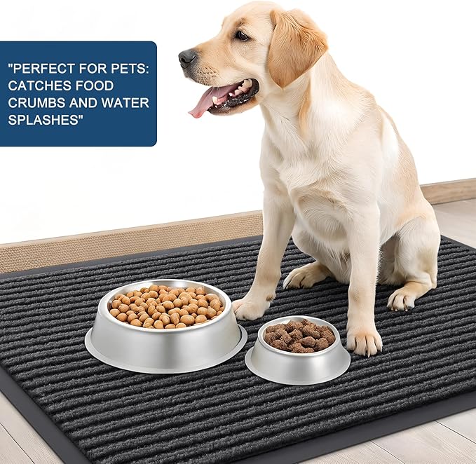OLANLY Front Door Mat Indoor Outdoor Entrance, 2-Pack 47 x 23 Inch, Waterproof Heavy Duty Doormat, Fade Resistant, Low Profile, Easy Clean Patio Porch Welcome Floor Mats for Entry, Charcoal Grey