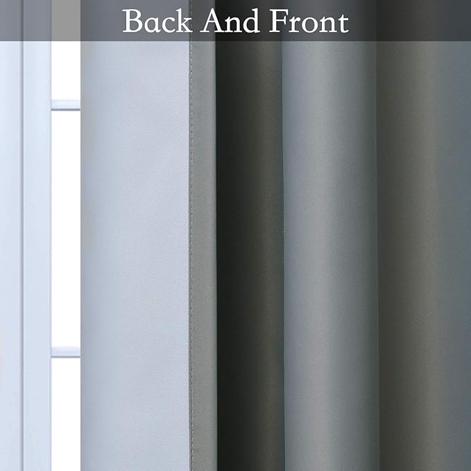 SimpleHome Ombre Room Darkening Curtains for Bedroom, Light Blocking Gradient Grey White to Gray Thermal Insulated Grommet Window Curtains/Drapes for Living Room,2 Panels, 52x96 inches Length