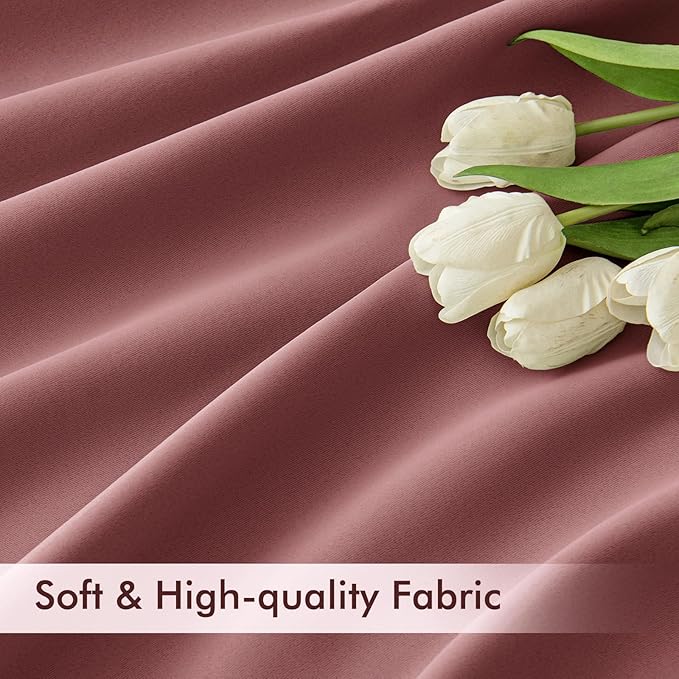 MIULEE Dusty Rose Back Tab Blackout Curtains 72 Inches Long 2 Panels Set for Living Room Bedroom Privacy, Rod Pocket/Pinch Pleat Thermal Insulated Room Darkening Pleated Light Blocking Drapes