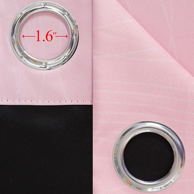 Estelar Textiler Ombre Gray and Pink Blackout Curtains 63 Inch Length 2 Panels, Full Light Blocking Curtains for Kids Room, Grommet Thermal Insulated Gradient Drapes for Girl's Room, 42x63 Inch