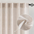 MIULEE Natural White Linen Curtains 102 Inch Length 2 Panels for Bedroom Living Room, Soft Thick Linen Textured Window Drapes Semi Sheer Light Filtering Back Tab Rod Pocket Burlap Look Decor