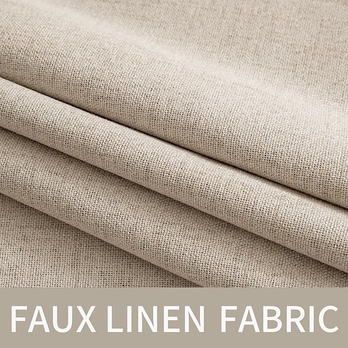 MIULEE 100% Blackout Linen Textured Curtains for Bedroom Solid Thermal Insulated Taupe Grommet Room Darkening Curtains & Drapes Luxury Decor for Living Room Nursery 52 x 108 Inch (2 Panels)