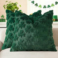 decorUhome St. Patrick’s Day Shamrock Green Pillow Covers 18x18 Inch Set of 2, Soft Plush Faux Wool Throw Pillow Covers, Farmhouse Spring Holiday Decor for Sofa Living Room
