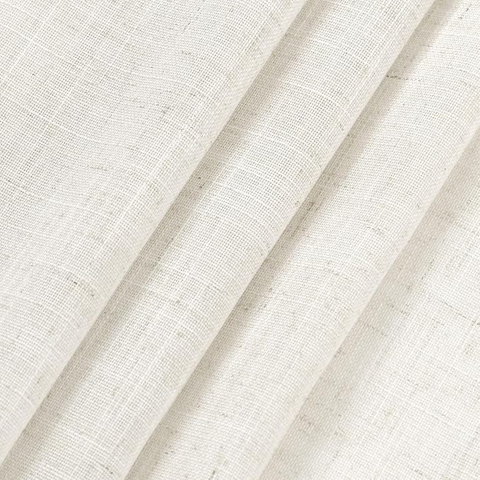 Nanspring Cream Semi Sheer Linen Curtains 72 inch Length Set 2 Panel for Living Room Back Tab Rod Pocket Modern Farmhouse Coastal Decor Privacy for Dining Room Office Sunroom 36x72