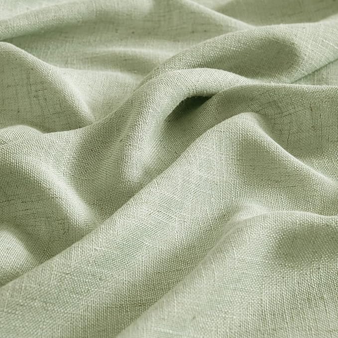 MIULEE Sage Green Linen Curtains 90 Inch Long for Bedroom Living Room, Soft Thick Linen Textured Window Drapes Semi Sheer Light Filtering Back Tab Rod Pocket Burlap Look Farmhouse Decor, 2 Panels
