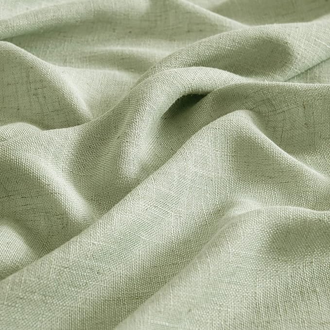 MIULEE Sage Green Linen Curtains 72 Inch Length for Bedroom Living Room, Soft Thick Linen Textured Window Drapes Semi Sheer Light Filtering Back Tab Rod Pocket Burlap Look Farmhouse Decor, 2 Panels