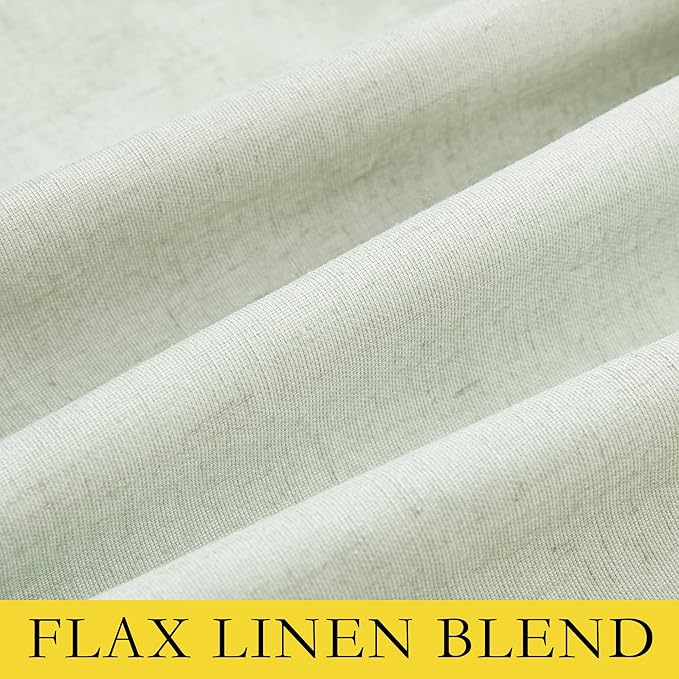 NICETOWN 100% Blackout Linen Curtains with Thermal Insulated White Liner, Sage Green, W62, 2 Pieces, Noise Reducing Textured Linen Look Curtains for Windows 108" Length for Classroom