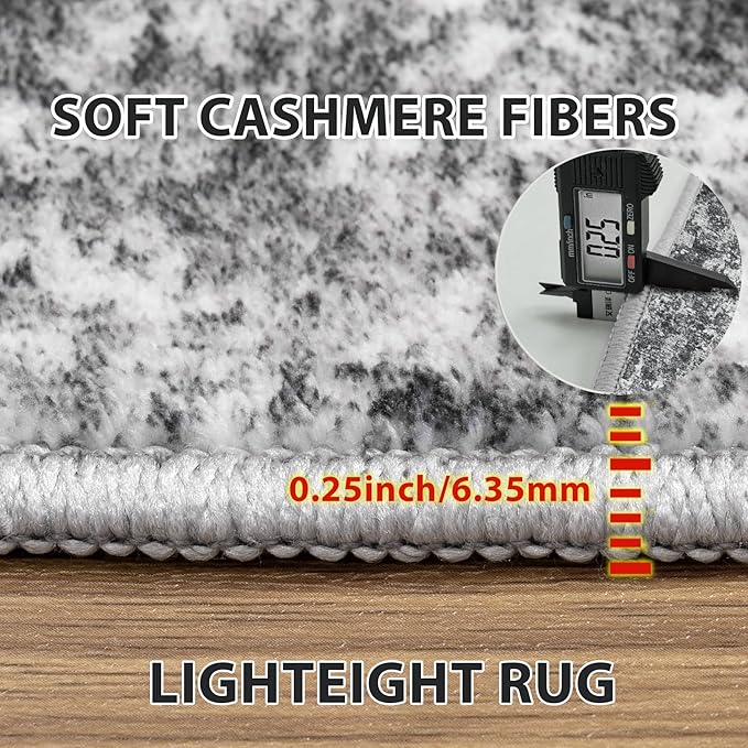 5x8 Area Rugs for Living Room Rug Washable: Abstract Rug for Dining Room Bedroom Carpet Non Slip 5 by 8 Indoor Modern Nursery Home Office Black Grey