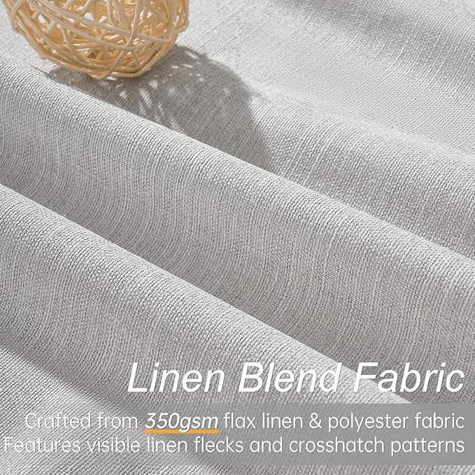 Grey Linen Blackout Curtains for Living Room 2 Panels Set 92 Inches Long Linen Texture Room Darkening Energy Saving Curtain Window Coverings Hook Belt Pleated Drapes Aesthetic Bedroom(W40"xL92")