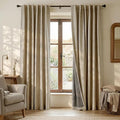 RYB HOME Burlap 100% Blackout Linen Curtains for Bedroom 52 Width 120 Long, Thich Elegant Extra Long Drapes for Modern/Vintage/Farmhouse Home Decor, Thermal Insulated Window Treatment, 2 Panels