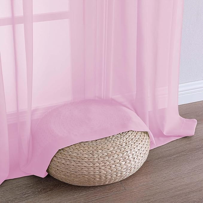 OVZME Light Pink Bedroom Curtains 2 Panel Sets 90 Inch Length, 59 Inch Extra Wide Light Filtering Light Weight Soft Window Treatment Panels for Study Room Living Room Guest Room, 59Wx90L Inches