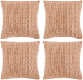 Fancy Homi 4 Packs Peach Decorative Throw Pillow Covers 24x24 Inch for Living Room Couch Bed, Rustic Modern Farmhouse Boho Home Decor, Soft Plush Corduroy Cute Square Accent Cushion Case 60x60 cm
