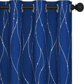 Deconovo Blackout Curtains, 52 x 72 Inch Drapes for Living Room with Wave Dots Silver Print, Soundproof Thermal Insulated Window Curtain for Bedroom Nursery, Set of 2, Machine Washable, Royal Blue