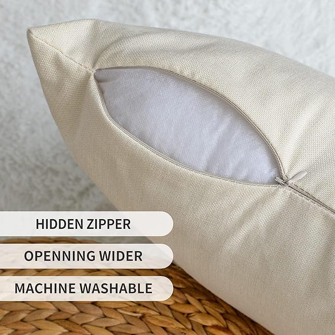 AVOIN colorlife Bless Our Home Eucalyptus Leaves Throw Pillow Covers, 16 x 16 Inch Spring Summer Truck Cushion Case for Home Sofa Couch Set of 4